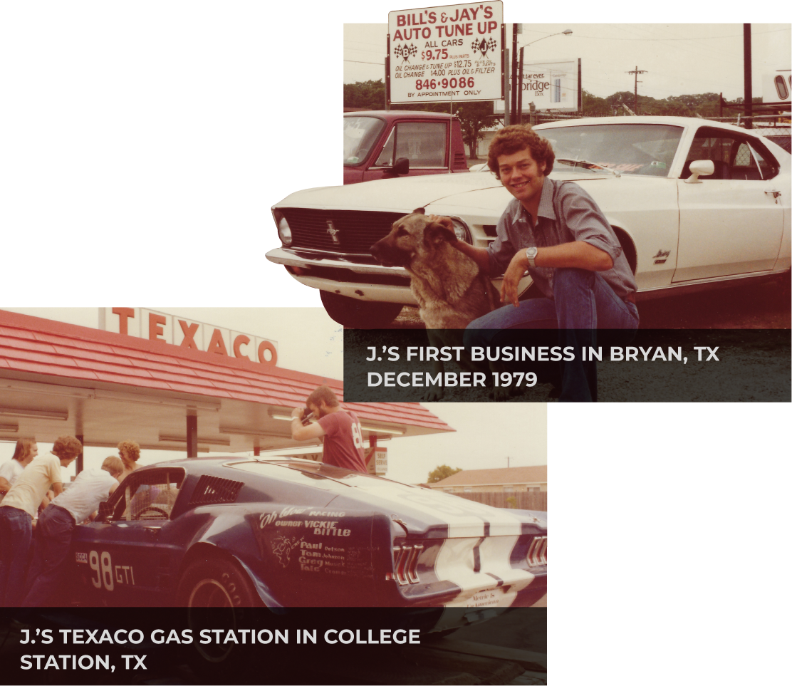 J. Bittle at his first business, the Total Performance Texaco gas station in College Station, T